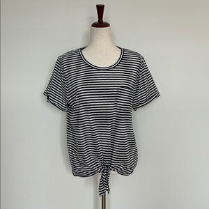 J. Crew Blue & White Striped Tie Front Top Size XL NWT